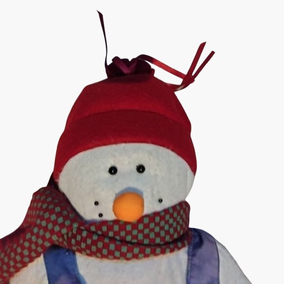 Handcrafted Snowman Doll Large Self Sitter Holding Heart 30 inch - Picture 9 of 9